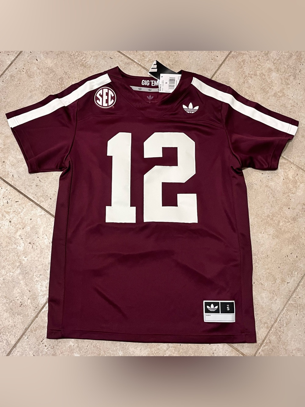 TEXAS A&M Aggies PREMIER FOOTBALL JERSEY Fully Stitched S Small $140 12 MAN NWT